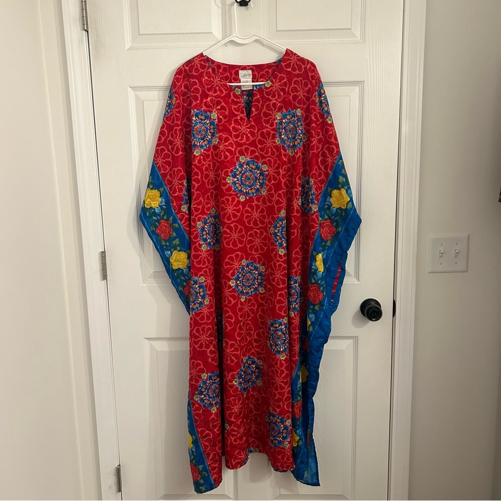Elegant Red and Blue Maxi Dress